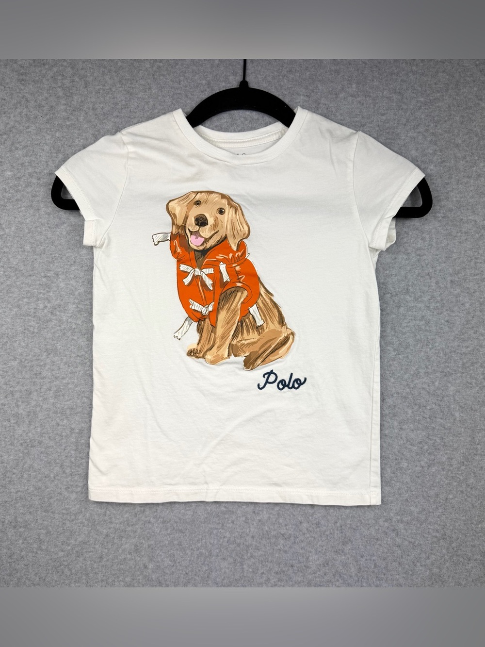 Polo Ralph Lauren Golden Retriever White Graphic T-Shirt Girls Small / 7